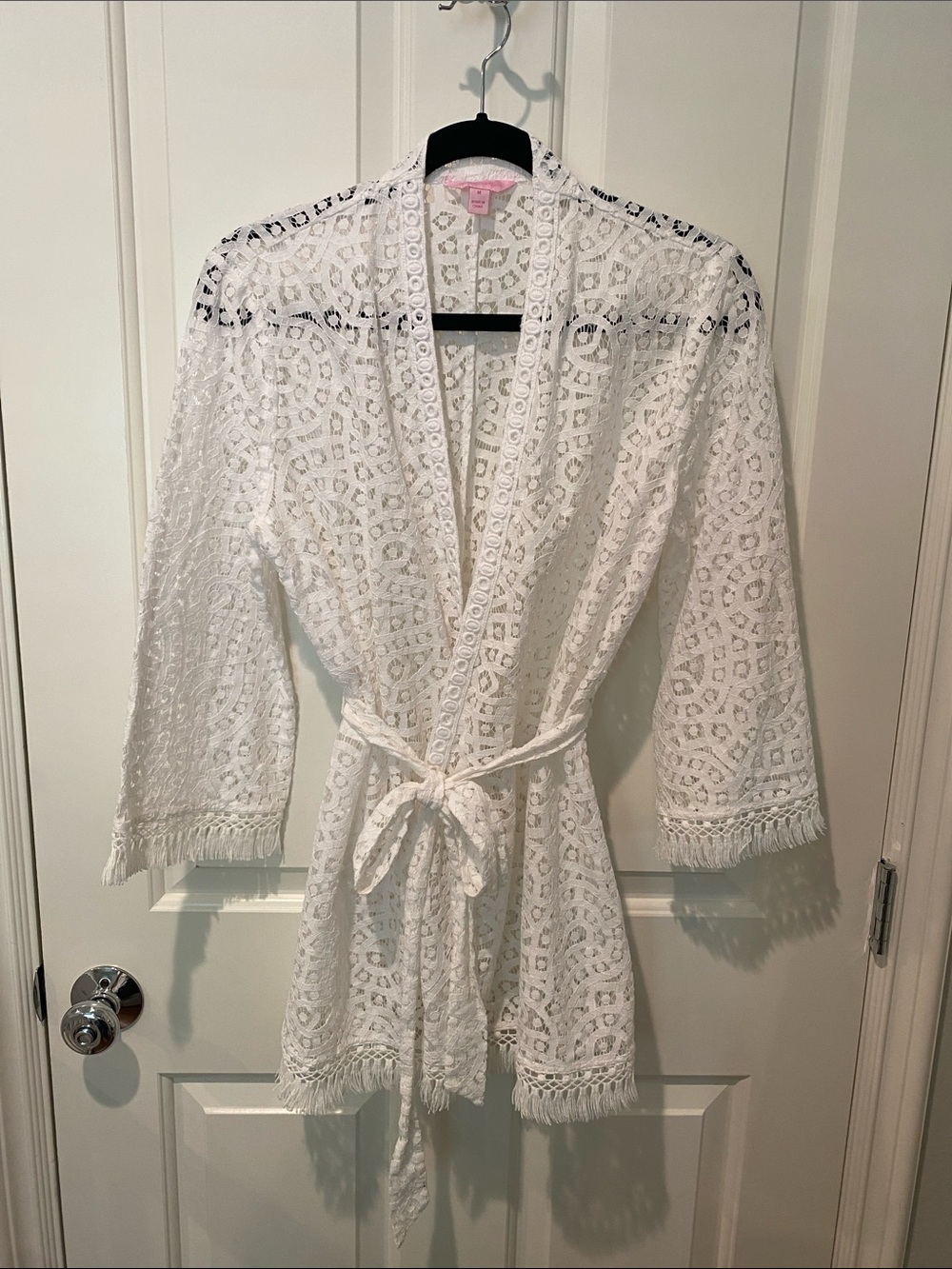 Lilly Pulitzer White Lace Carolyn Kimono Beach Cover Up/Robe